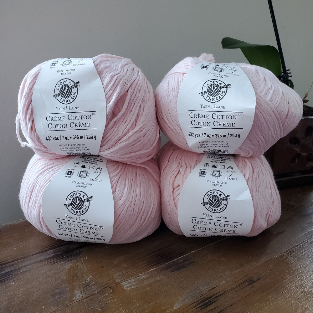 Loops and Threads Creme Cotton Pastel Pink 4 skein destash lot